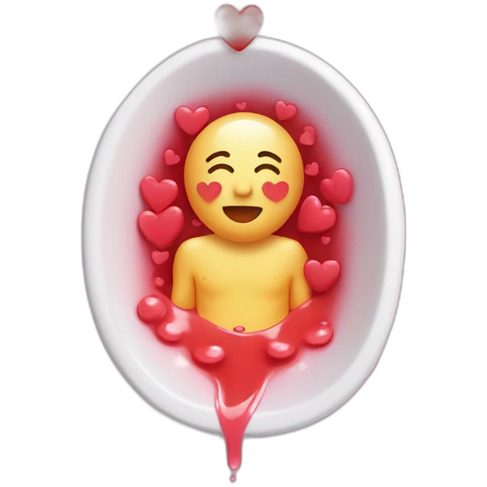 Melting face in a bath of hearts emoji