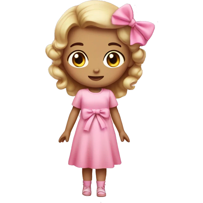 Sonny angels wearing a pink dress with a bow  emoji