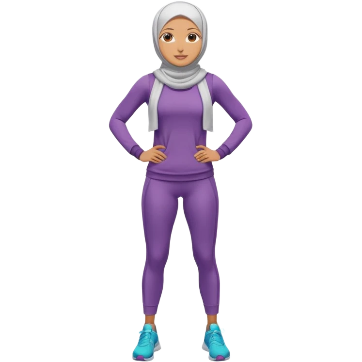 High resolution full body of a girl wearing a hijab and is a fitness trainer emoji