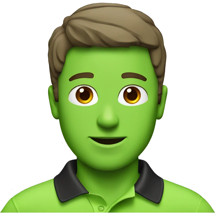 apple green polo shirt with broad shoulder emoji