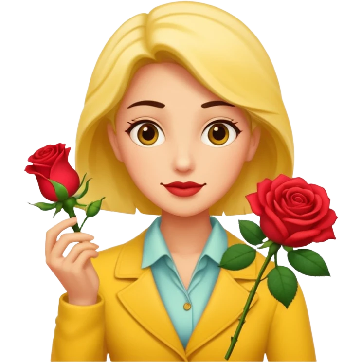 a romance novelist, romantic, dizzy, yellow tone skin, with a rose in hand emoji