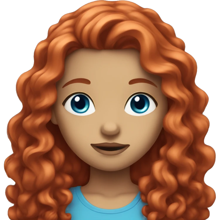 girl with red long wavy hair and blue eyes emoji