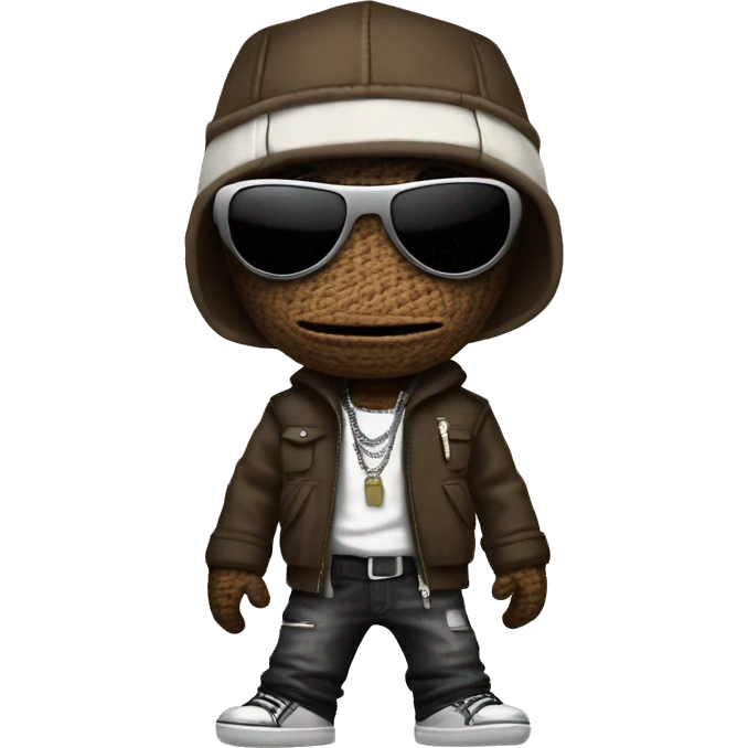 sackboy in a rapper outfit emoji