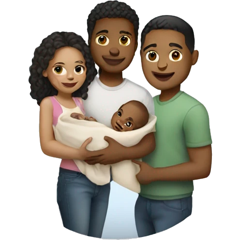 Light skin young couple holding a baby  emoji