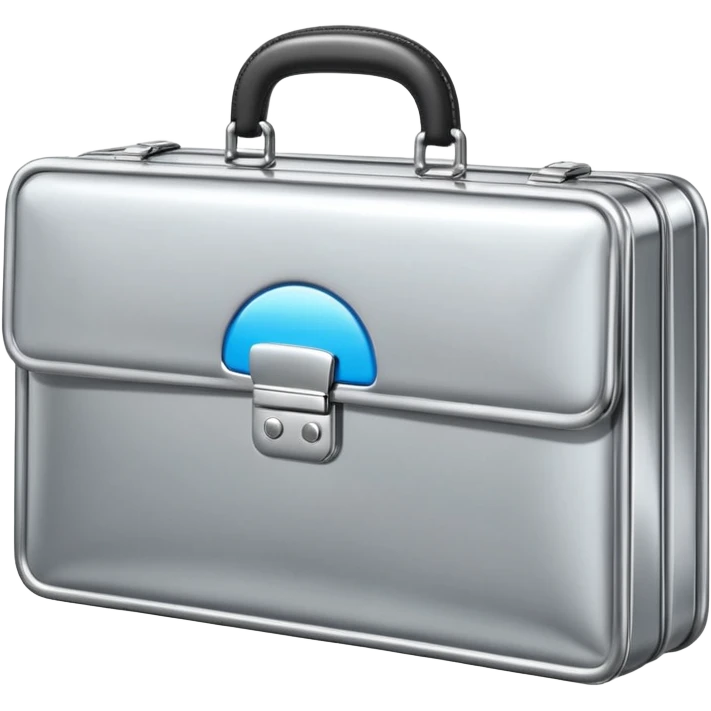 A luxury briefcase emoji made of polished silver chrome, smooth rectangular shape, metallic reflections, minimal high-end design, swag business aesthetic, iOS emoji style, centered, clean white background
 emoji