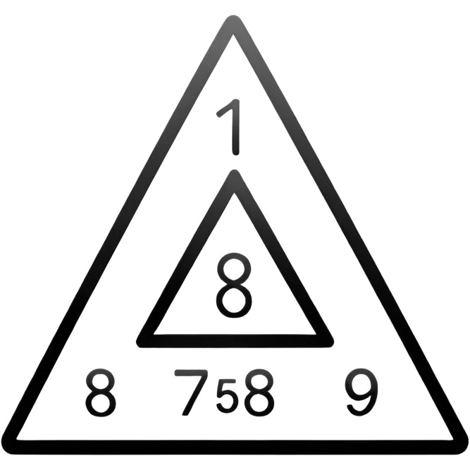 Minimalistic flat vector icon, iOS style, thin black contour on white background. Triangle with numbers inside, symbolizing equations. No text, no shadows emoji