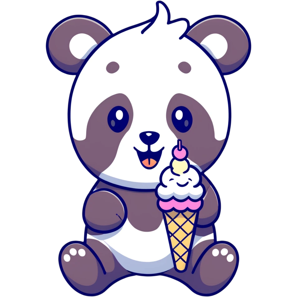 Panda eating ice cream emoji
