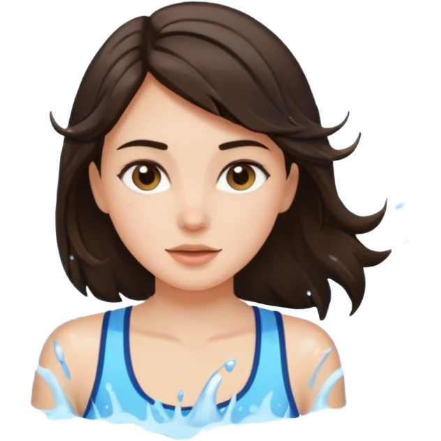 Brunette girl with cool water emoji