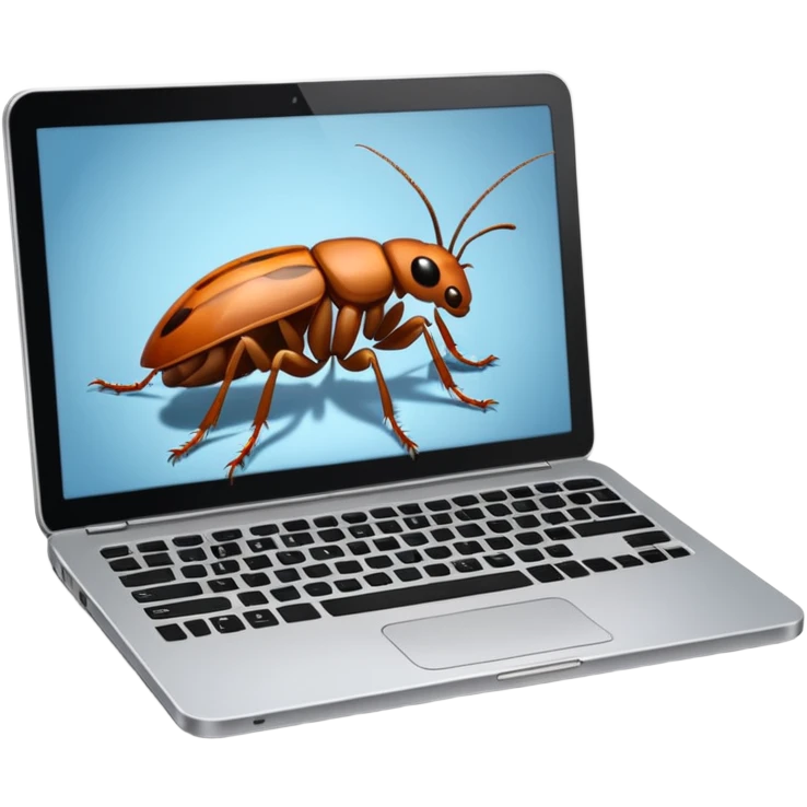an open laptop with cockroaches crawling on it emoji