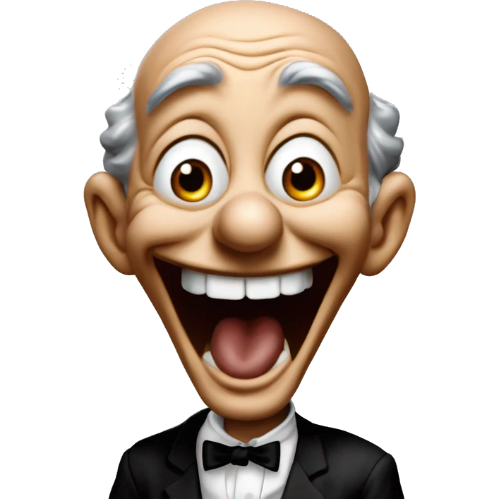 Laughing clever Oppenheimer in Uncle Scrooge style, oil paint, mysterious eyes, intricate lips, masterpiece pose, odd perspective, beautiful, desirable, logical emoji