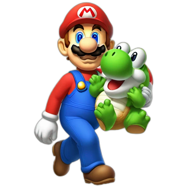 Mario qui boit une bière avec yoshi emoji