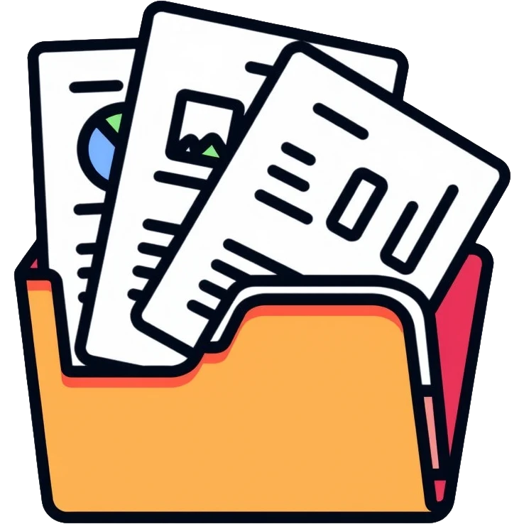Portfolio folder with resume and charts emoji