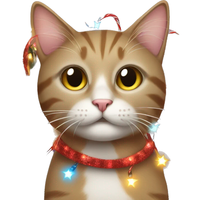 Christmas cat covered in Christmas lights  emoji