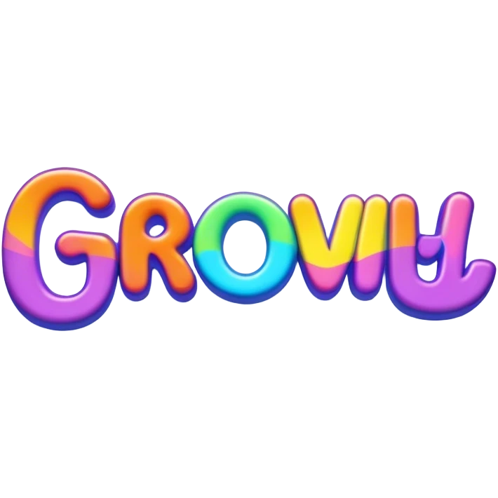 3D, psychedelic colored hippie style word “Groovy” emoji