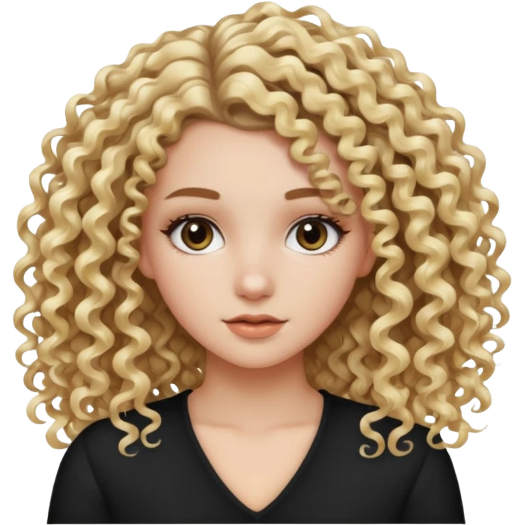 White girl with half blonde half black split dye curly hair emoji