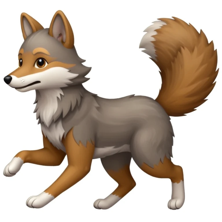 Cartoon like Coywolf running  emoji
