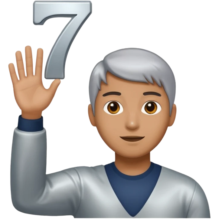 Make a person holding up a 67 emoji