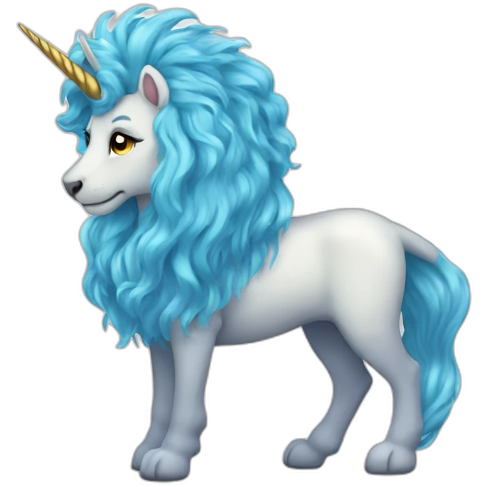 unicorn lion aurora blue hair emoji