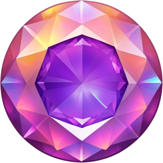 round cut purple fire opal gemstone with classic faceted gemstone style and holographic fire inside emoji