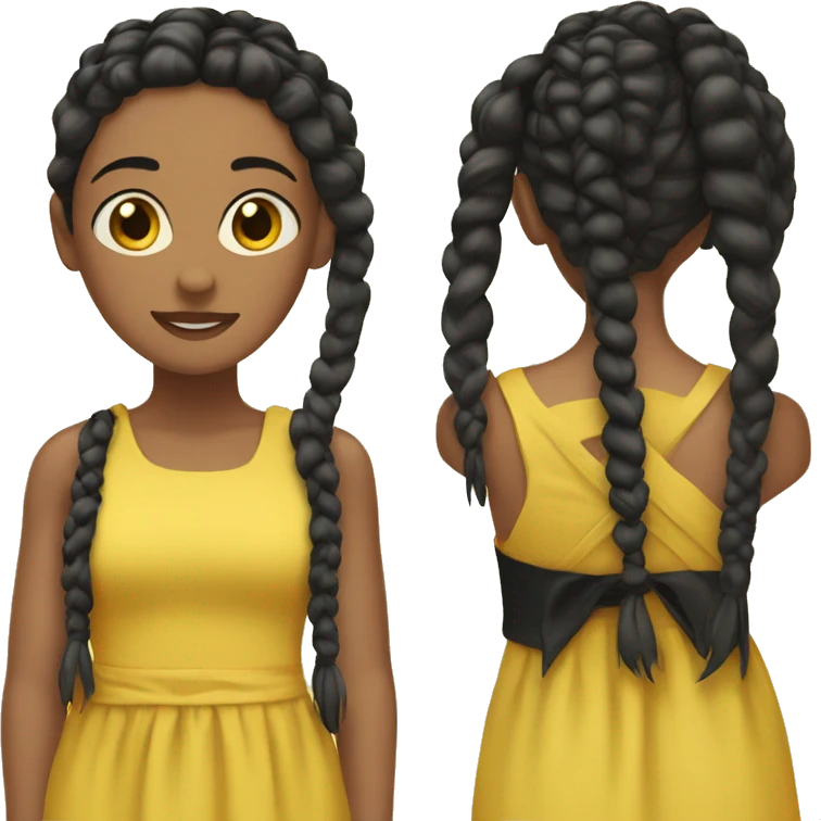 girl with yellow long dress and black braids emoji