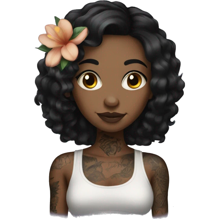 Black hair girl with tattoos emoji