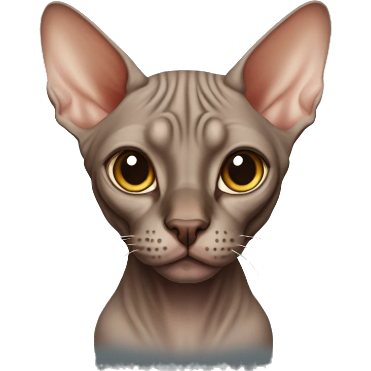 Brown-Sphynx cat,half body emoji