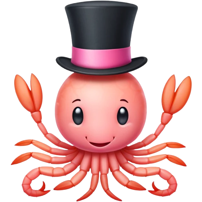 Shrimp with a top hat emoji