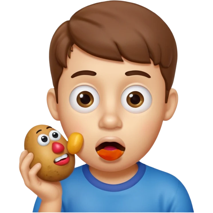 Boy eating Mr Potato Head emoji