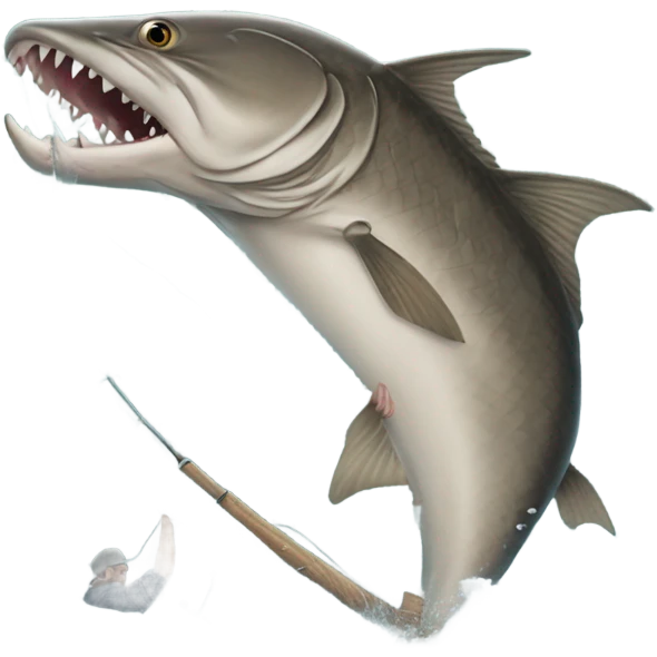 Sturgeon fighting fishermen  emoji