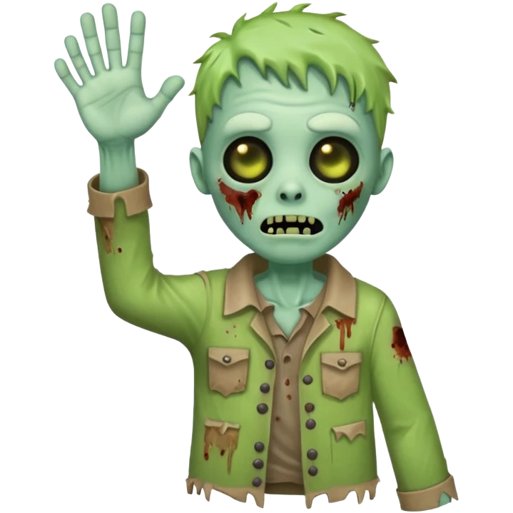 Cute funny zombie waves Hello emoji