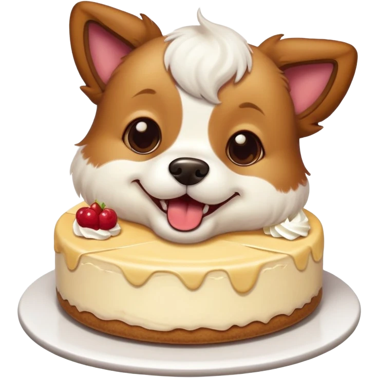 Dog eating cheesecake emoji