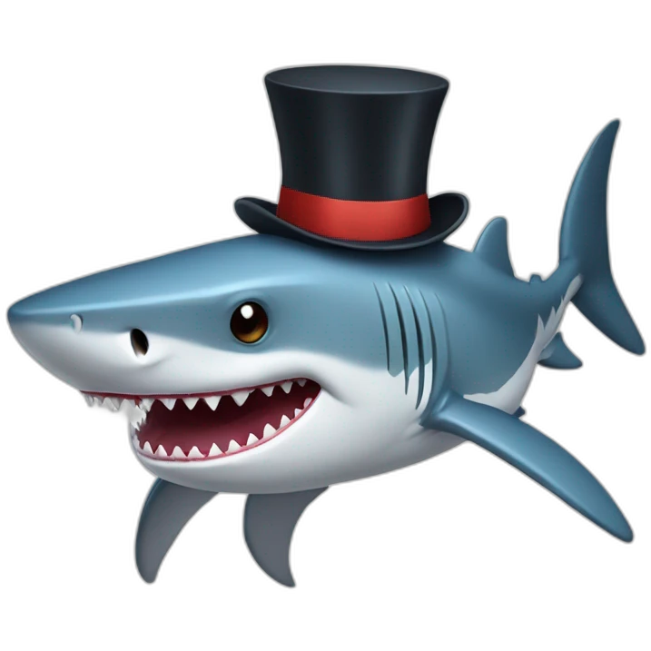 Shark with a top hat emoji