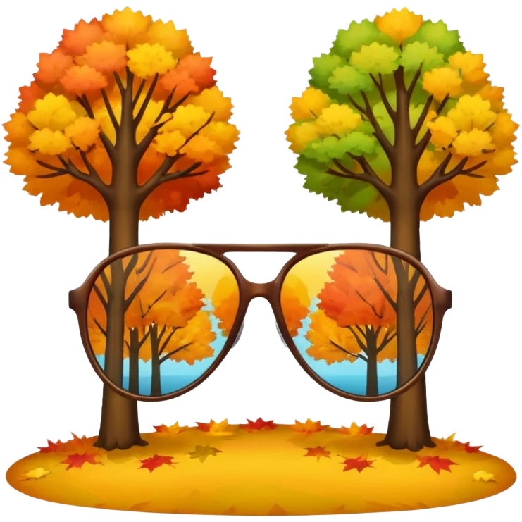 Reflection of autumn trees in sunglasses lens emoji