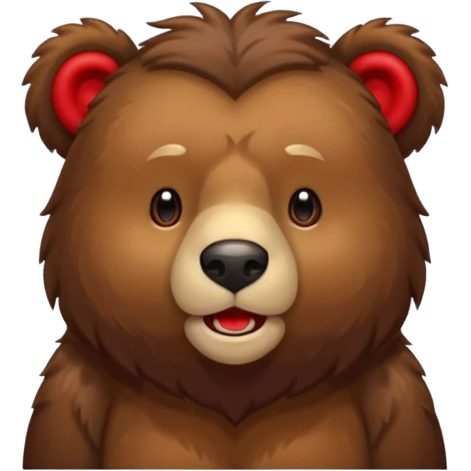 Urso pardo com cabelo vermelho mostrando a língua  emoji