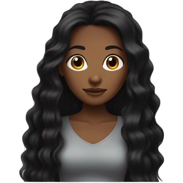pretty black girl with long black hair  emoji
