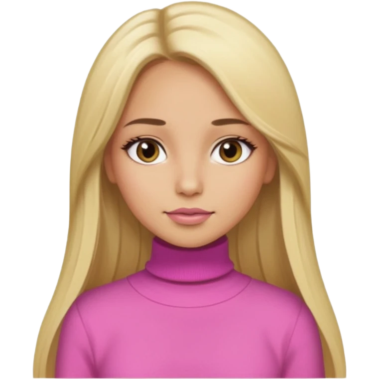 Mädchen mit blondem glattem sehr langem Haar und rosanen top und für den Winter und latina make up emoji