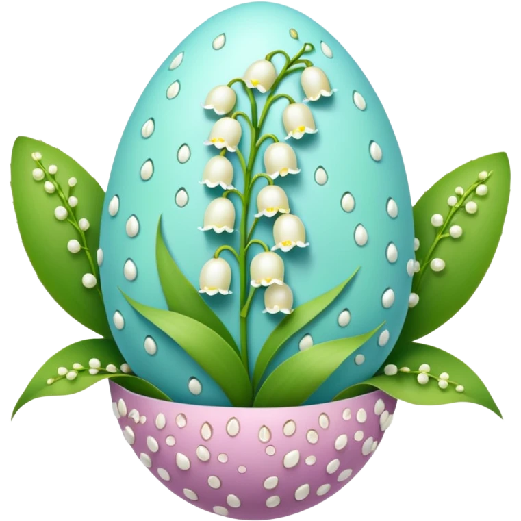 Easter egg with lily of the valley emoji