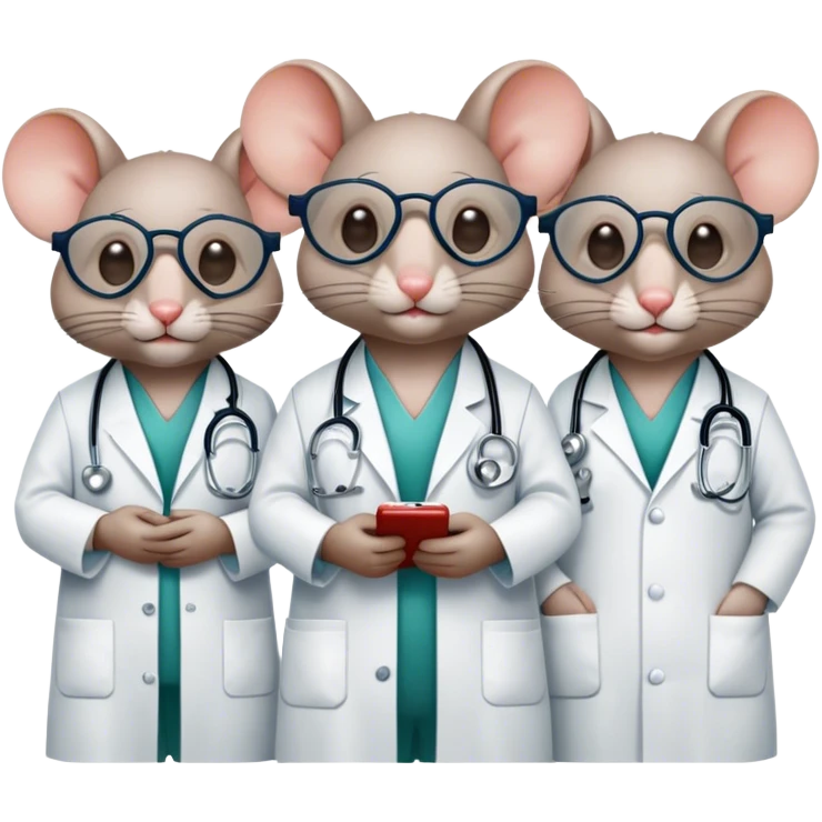 Three blind mice dressed as doctors emoji