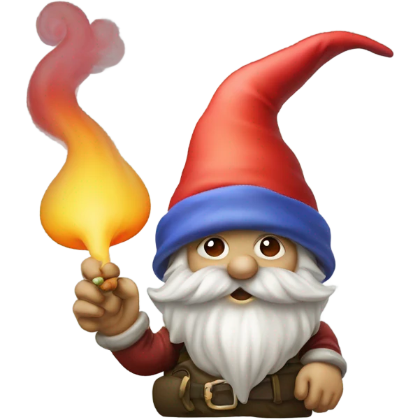 Gnome with a mushroom hat smoking emoji