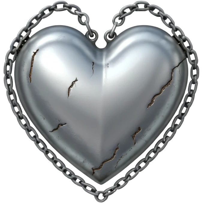 A metal heart with chains around emoji