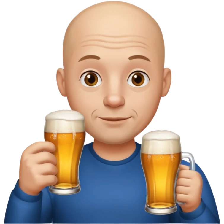 Bald guy drinking beer emoji