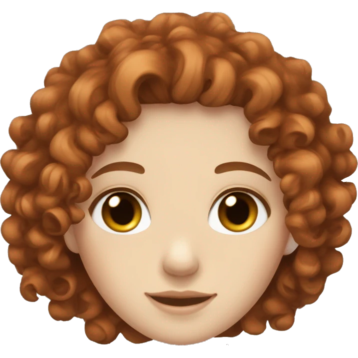 curly red to brown hair ,pale girl with hazel eyes emoji