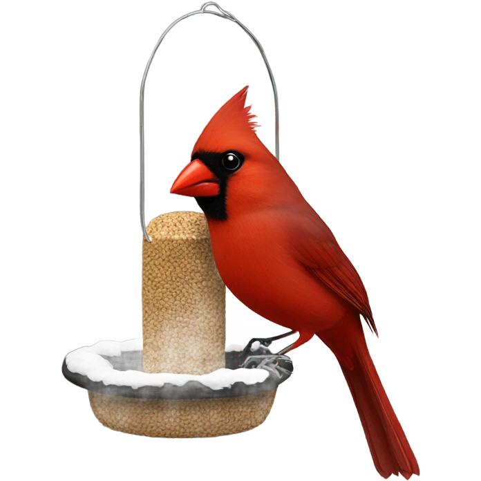 Cardinal on bird feeder emoji