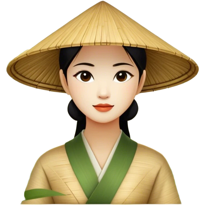 ​Cinematic Realistic Traditional Vietnamese Nón Lá, depicted as a delicately crafted conical hat made of bamboo and palm leaves with subtle texture and natural wear, set against a serene rural backdrop bathed in warm, soft sunlight, evoking authentic cultural heritage, emoji
