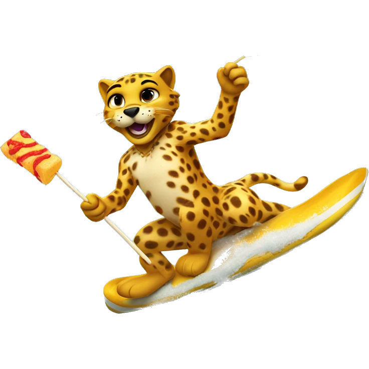 Chester the cheetah riding the waves while eating hot cheetoes  emoji