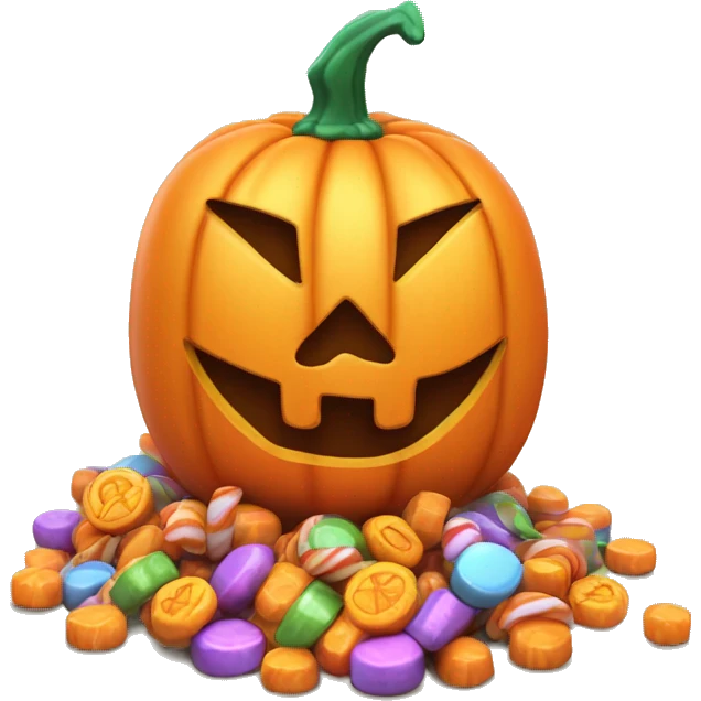 Jack-o’-lantern sitting in candy emoji