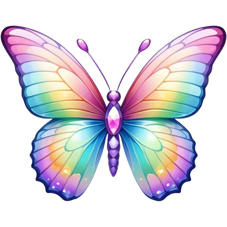 Sparkly Pastel rainbow-gradient iridescent crystal butterfly emoji