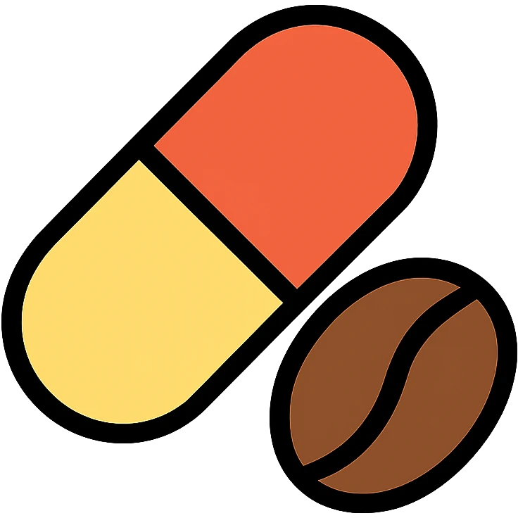caffeine pill, simple and clean, medical style icon emoji