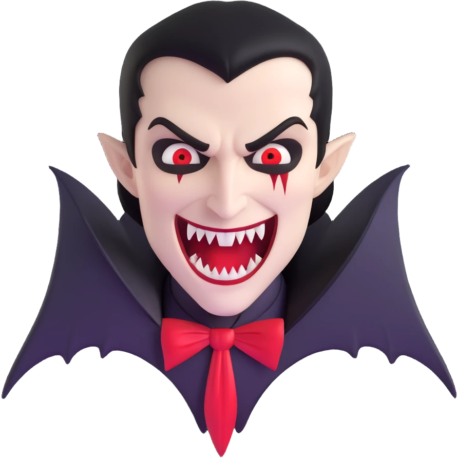 Vampire with sharp extended fangs emoji