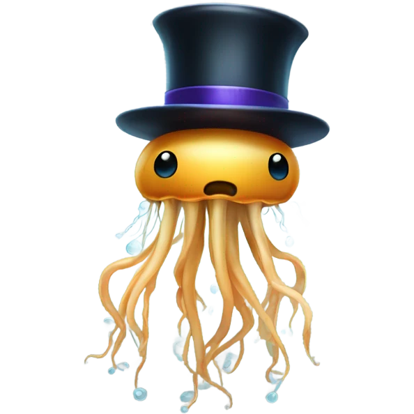 Jellyfish wearing a top hat emoji